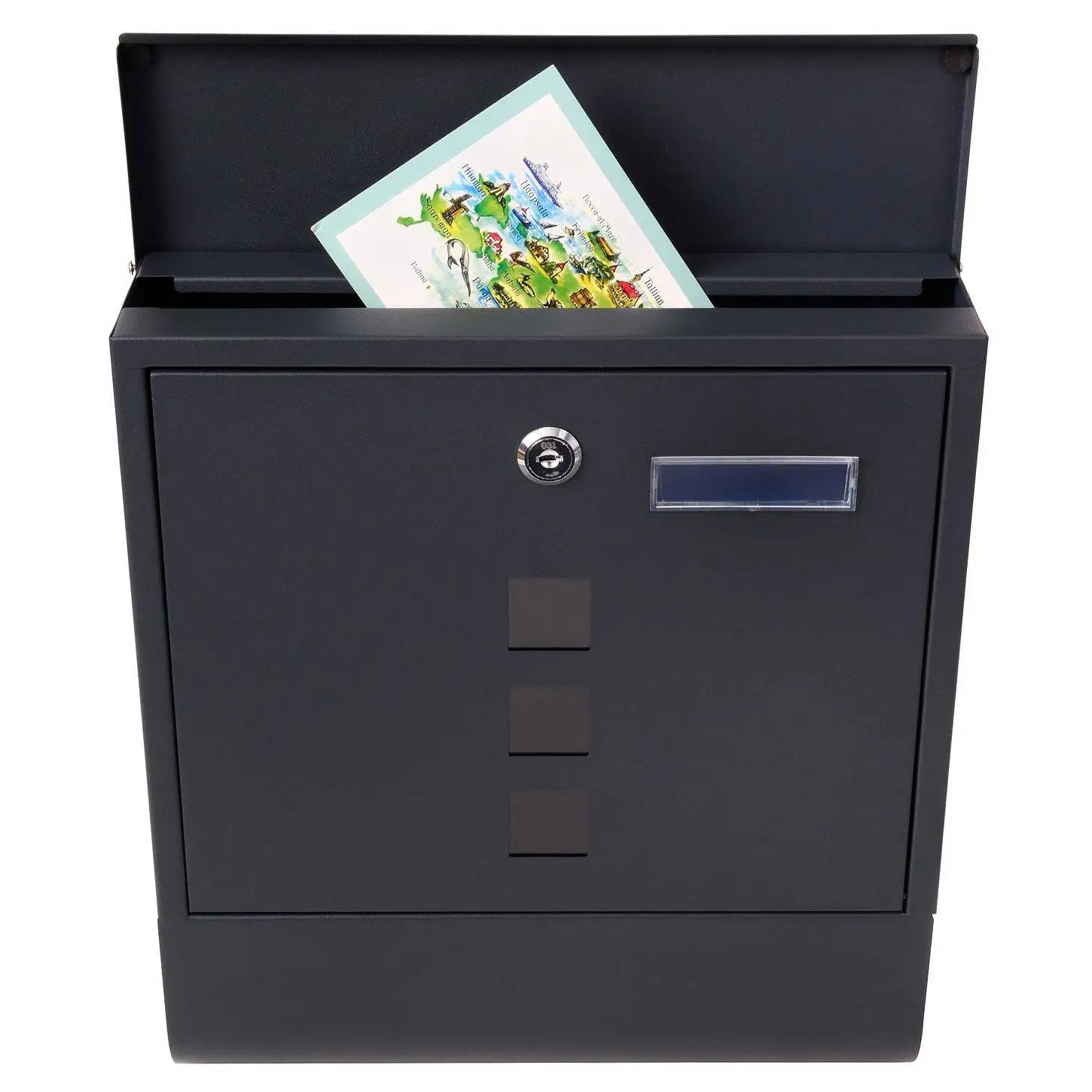 Mail box for newspapers Post Office anthracite newspaper AMSTERDAM address window and viewfinder galvanized steel key