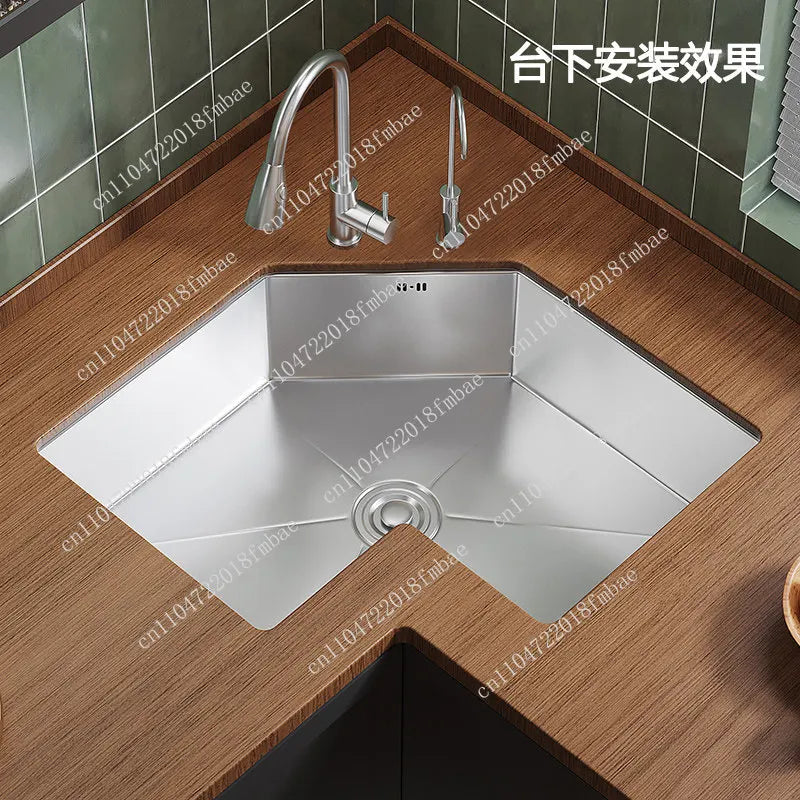 Kitchen Corner Special-shaped Sink, L-shaped Corner Sink, Large Single Tank Dishwashing Basins