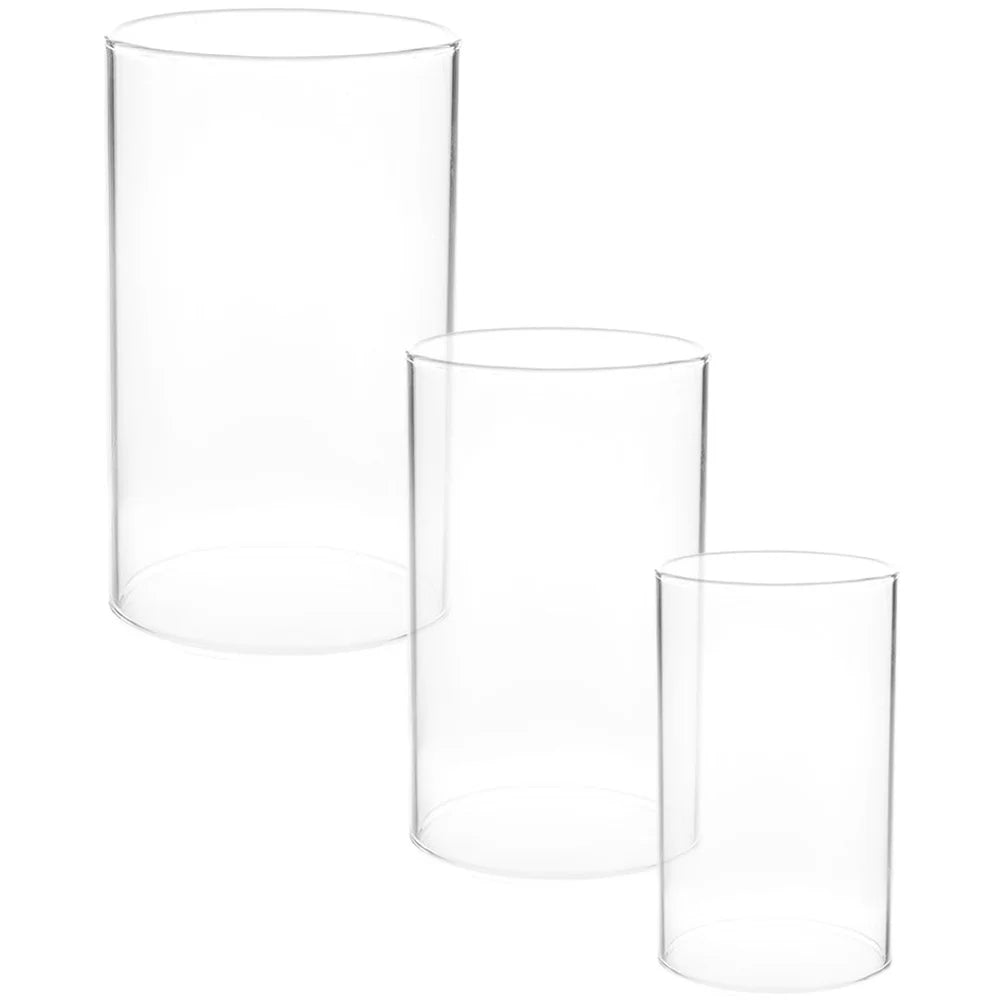 3 Pcs Shade Clear Glass Cover Decorative Lantern Cylinder Candleholders Shades Open Ended Tube High Borosilicate