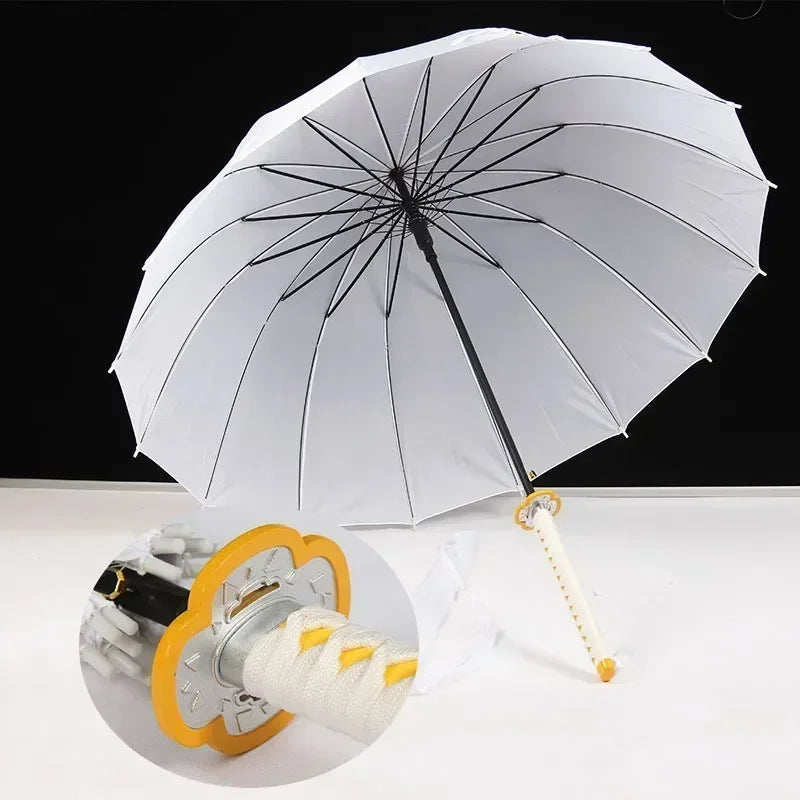 Demon Slayer Katana Anime Umbrella Ninja Long Parasol Kimetsu No Yaiba Tanjirou Cosplayer Samurai Sword Katana Handle Umbrellas