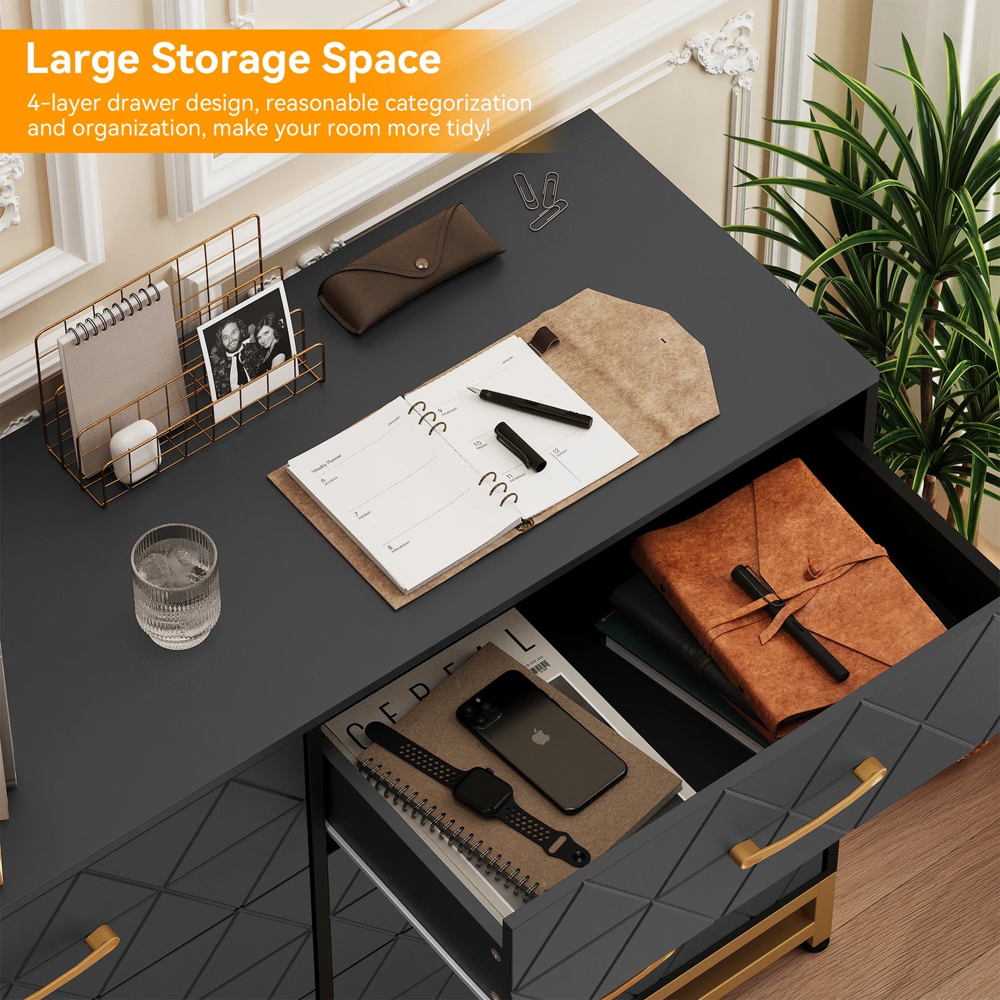 8 Drawer Dresser with Metal Handles,Modern Wood Chest of Drawers,Sturdy Frame Bedroom Furniture for Closet Hallway