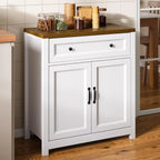 Gizoon Kitchen Storage Cabinet with Adjustable Shelf, Farmhouse Coffee Bar Sideboard Buffet with Large Drawer, Barn Door