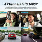 Car Dash Cam 4 Channel Black Box Driving Camera FHD 1080P Front Left R