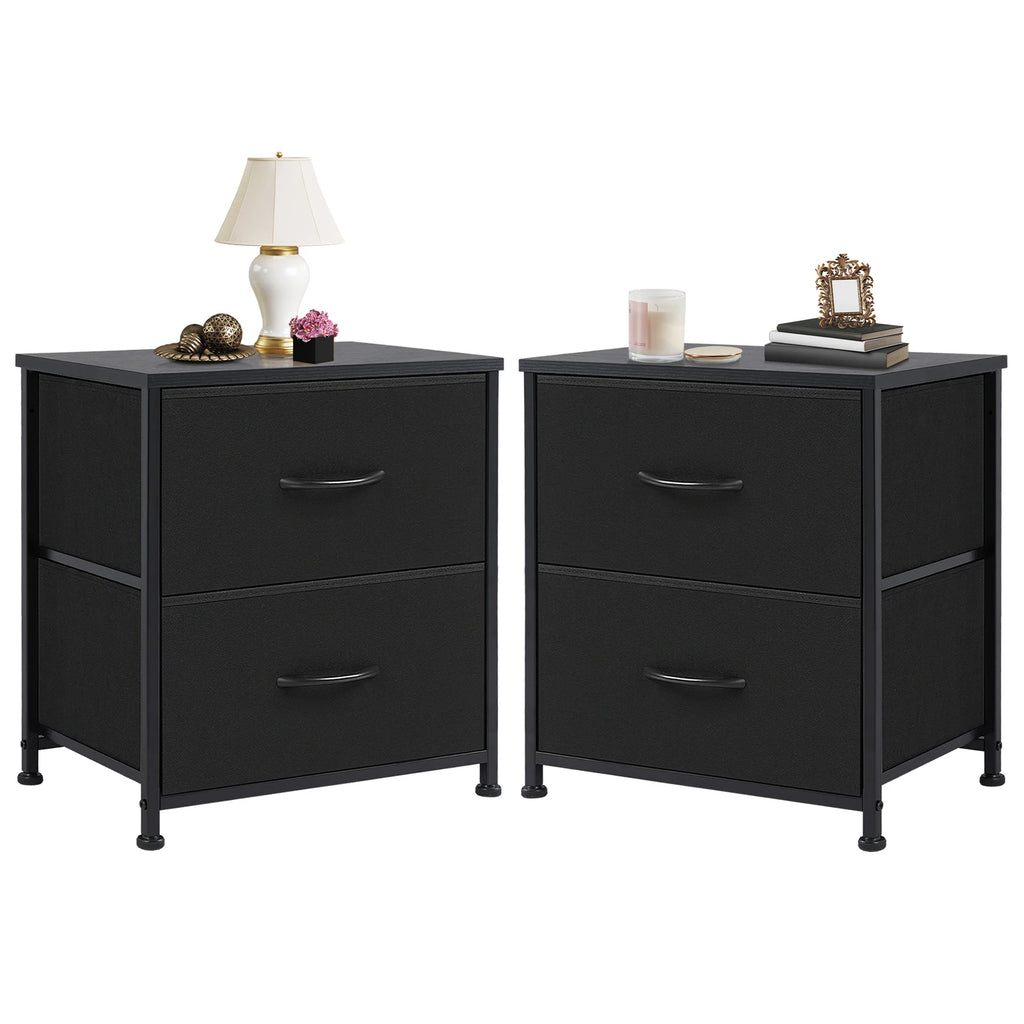 JHK Nightstand with 2 Fabric Drawers, Bedside Storage Cabinet for Bedroom, Closet Chest Organizer Table | AlluCanFind