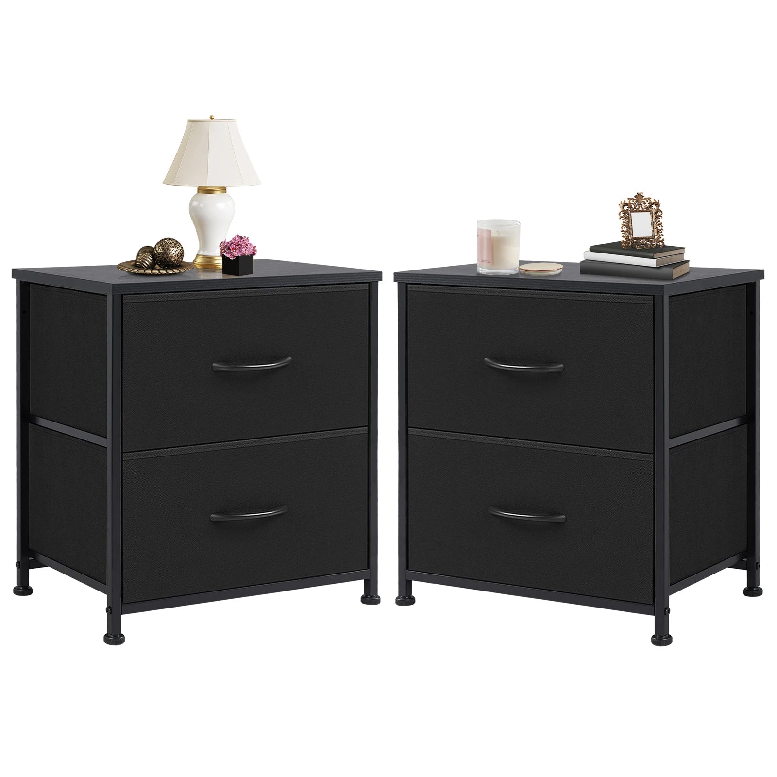 JHK Nightstand with 2 Fabric Drawers, Bedside Storage Cabinet for Bedroom, Closet Chest Organizer Table | AlluCanFind