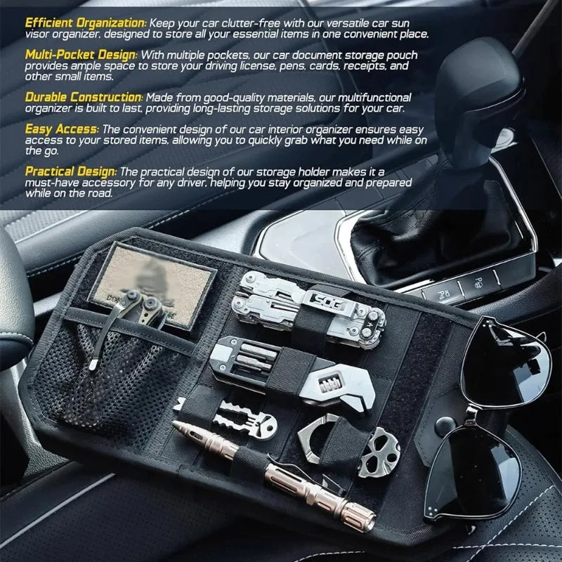 Car Sun Visor Organizer Universal Car Sunshade Storage Clip for Car Accessories Molle Hunting Gears Bag