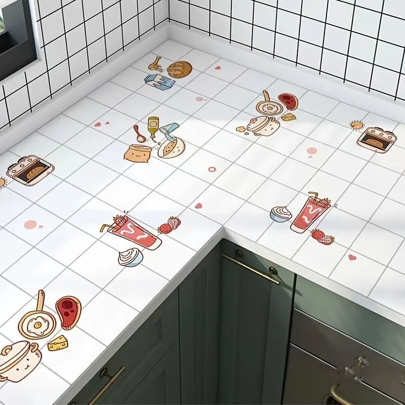 Kitchen Oil Proof Stickers High Temperature Resistant Aluminum Foil Oil-Absorbing Paper Refurbished Wall Stickers Self-Adhesive