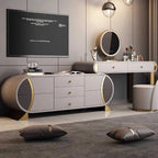 Cabinet Storage Luxury Vanity Table Modern Nordic Vanity Desk Light Mirror Dressers Drawers Make Up Tocador Maquillaje Furniture