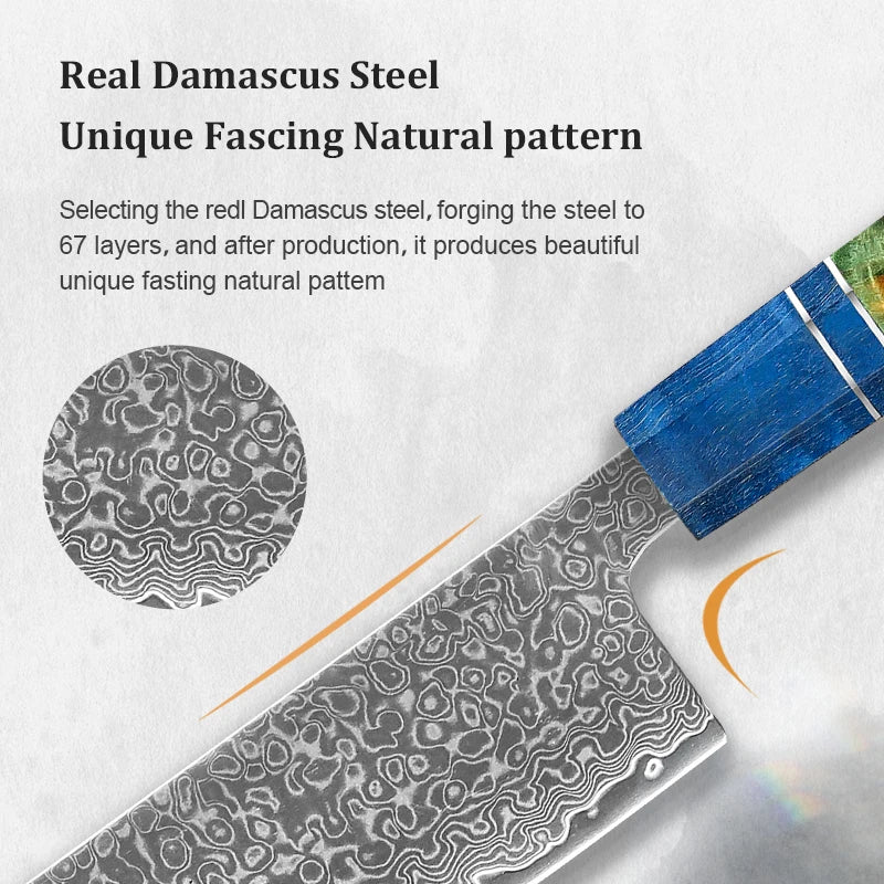 1-5 PCS Damascus Kitchen Knife Set 67 Layers VG10 Handmade Forged Chef knife sharp Stable wood Handle Janpan Kitchen knife