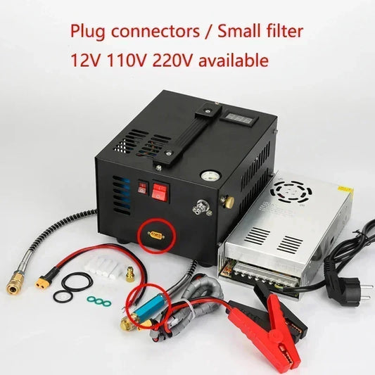 12V 110V 220V PCP Pump Refilling Air Compressor 300bar 4500Psi 30Mpa For Hunting Diving Air Car Pump Compressor Motorcycle Tyre