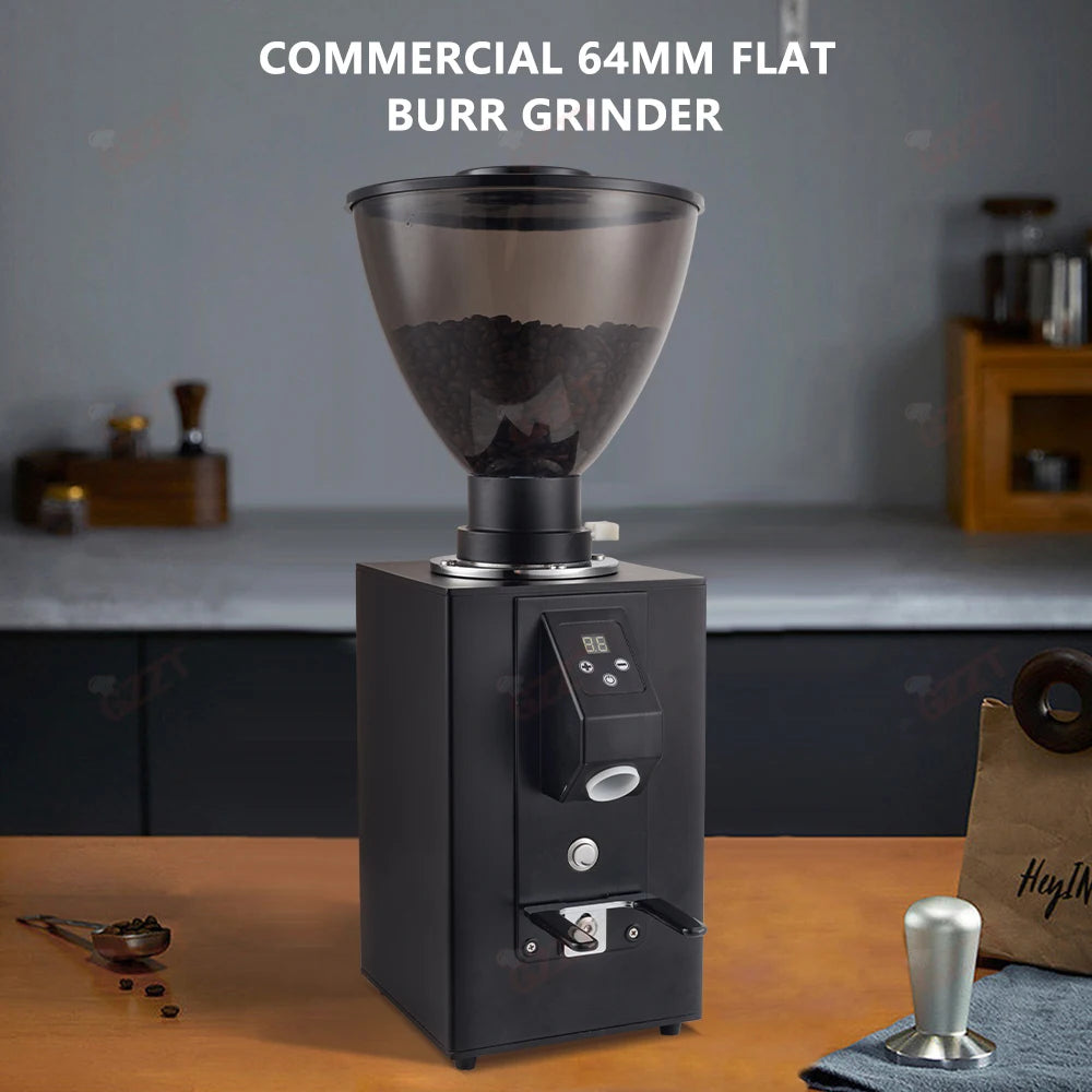 GZZT TCG64 Electric Coffee Bean Grinder 64mm Flat Burr Quantitative Grinding Maker Espresso Grinder Coffee Mill 220V 110V
