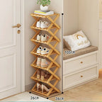 Multi Layer 5/6/7/8/9 Layer Simple Breathable Shoe Shelf Multifunctional Foldable Shoes Shelf Cabinet Simple Bamboo  Saves Space