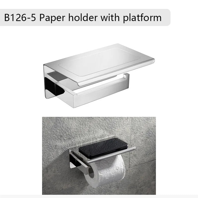 Chrome Polished Bathroom Hardware Mirror Chrome Polished Towel Rack Toilet Paper Holder Towel Bar Hook Bathroom Accessories