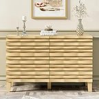 Solid Wood Face 6 Drawer Dresser,Mid Century Modern Dresser with Chest,Flutted Chest of Drawers with Moire Patten for Bedroom,