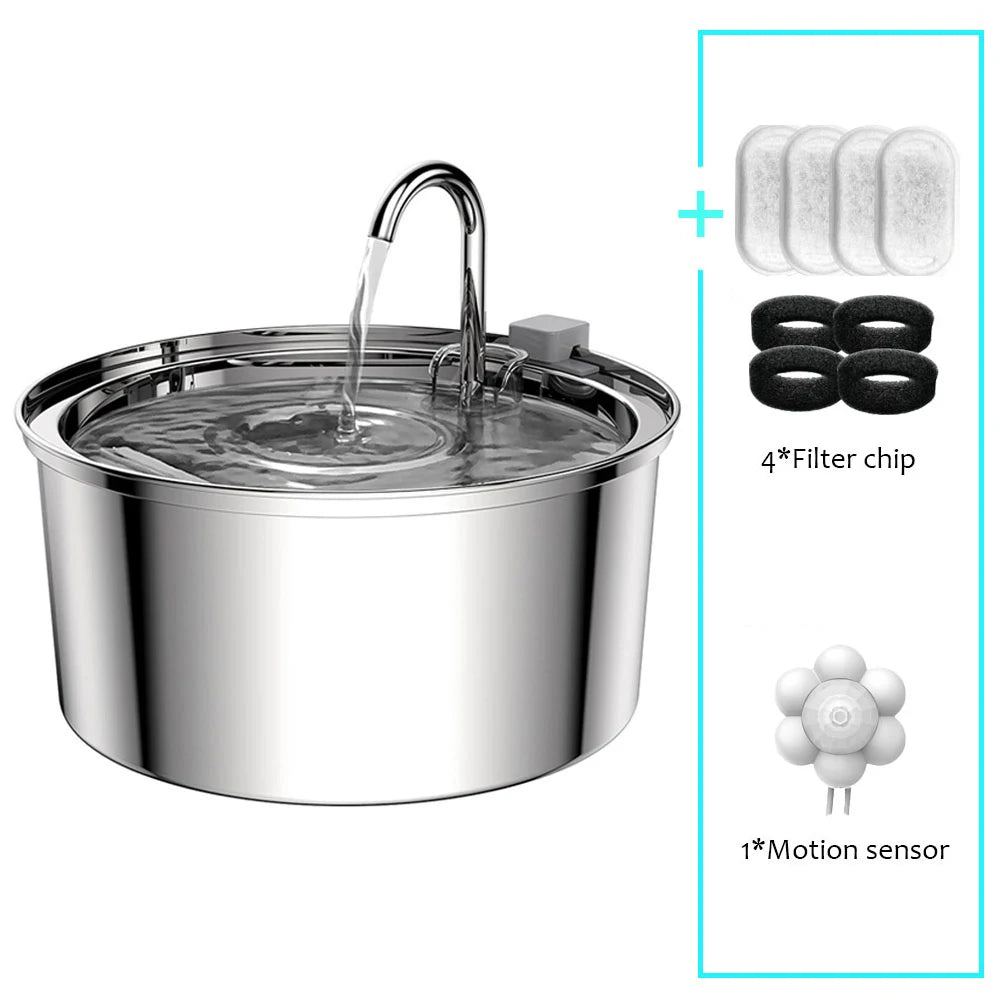 Stainless Steel USB Pet Water Fountain | AlluCanFind