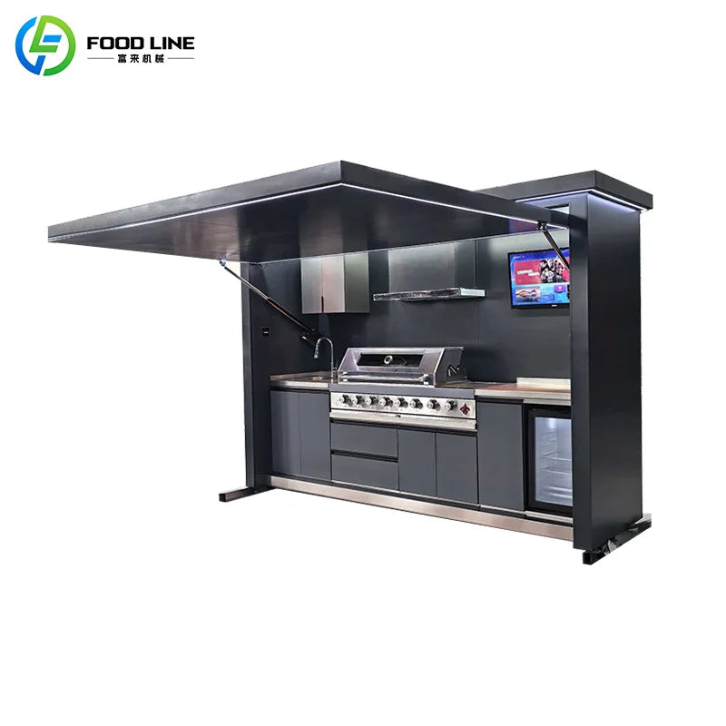 Customizable Stainless Steel BBQ Station with Prep Sink Storage Drawers and Grill for Outdoor Kitchen Island