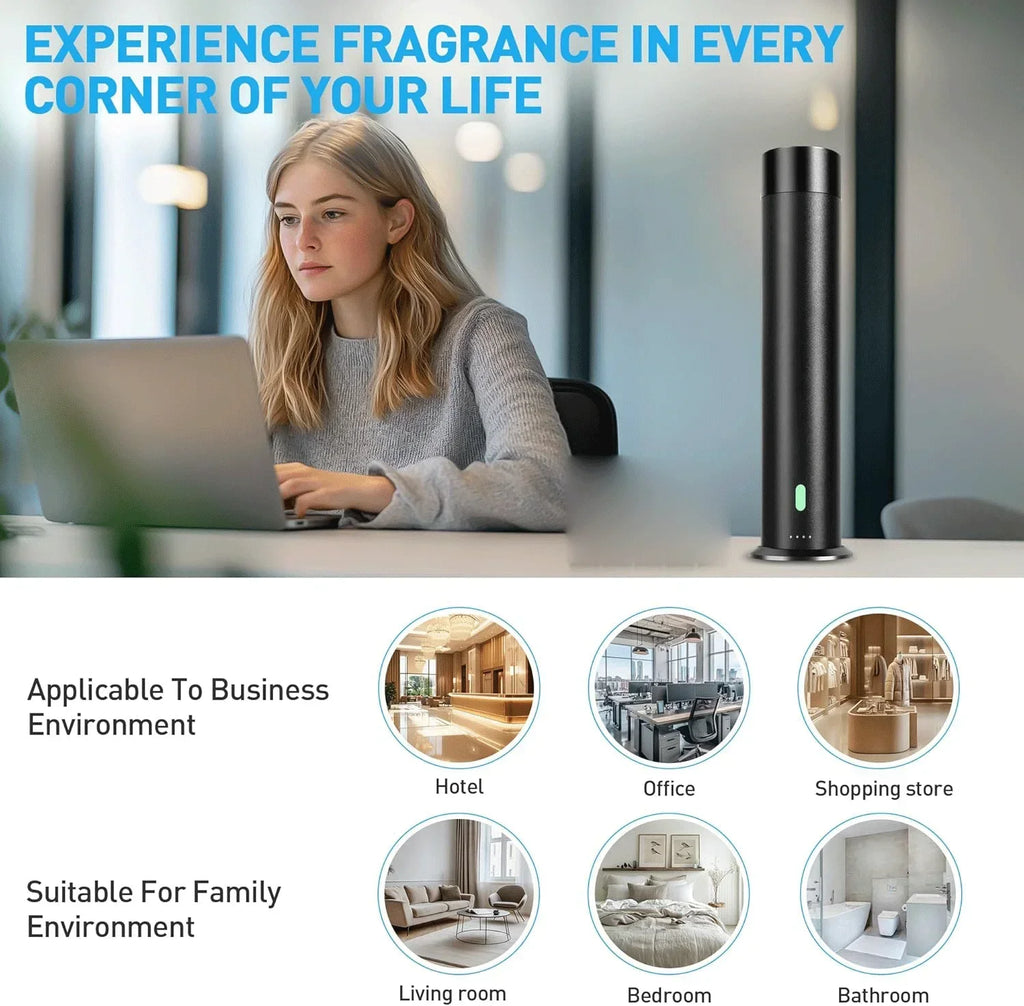 Waterless Essential Oil Diffuser with Remote Aluminium Alloy Scent Air