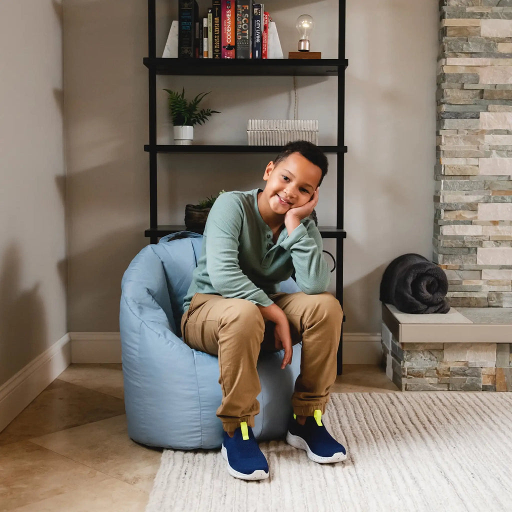 Kids Bean Bag Chair, 1.5 Feet, Durable Polyester Nylon Blend, Blue Fog
