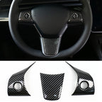 for Tesla Model Y 3 ABS Carbon Fiber Center Console Wrap Cover Kit Dashboard Armrest Door Side Trim Sticker Interior Accessories