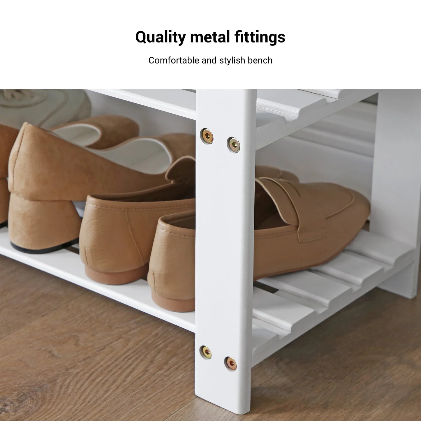 SONGMICS 3-Tier Bamboo Shoe Rack, Stable Shoe Organizer for Entryway & Living Room, Bench Seat Holds Up to 330 lb