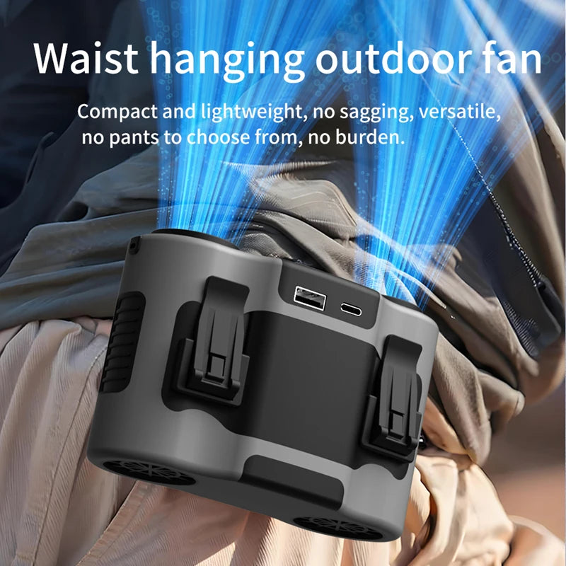 20000mAh Portable Waist Fan Outdoor Hanging Neck Fan with Power Bank 5
