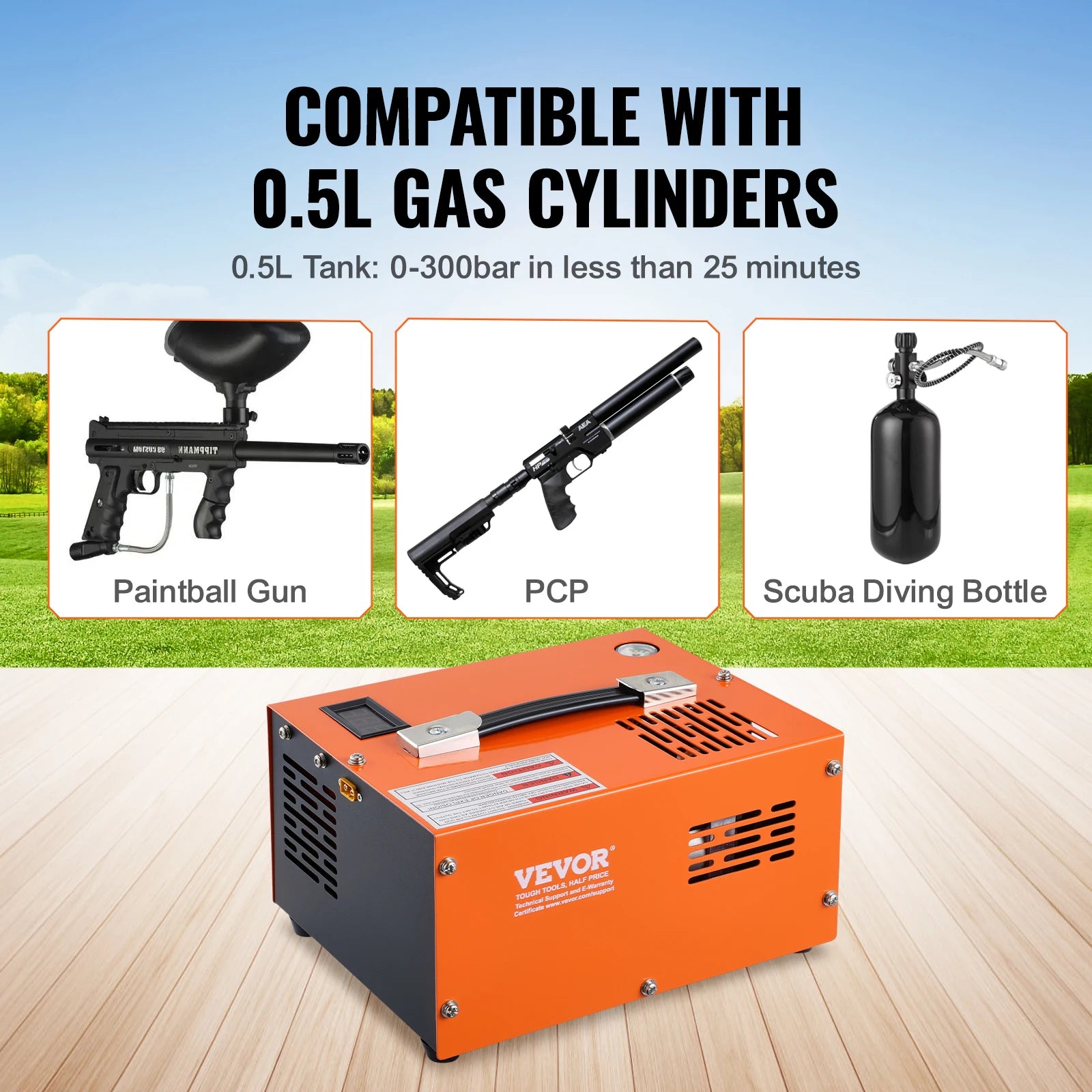 VEVOR PCP Air Compressor, 4500PSI/30Mpa Portable PCP Airgun Compressor with External Converter