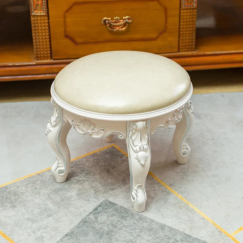 European Fabric Pouf,Modern Round Tea Table Stool, High-Quality Manicure Seat, Living Room Sofa Side Ottoman, Versatile Seating.