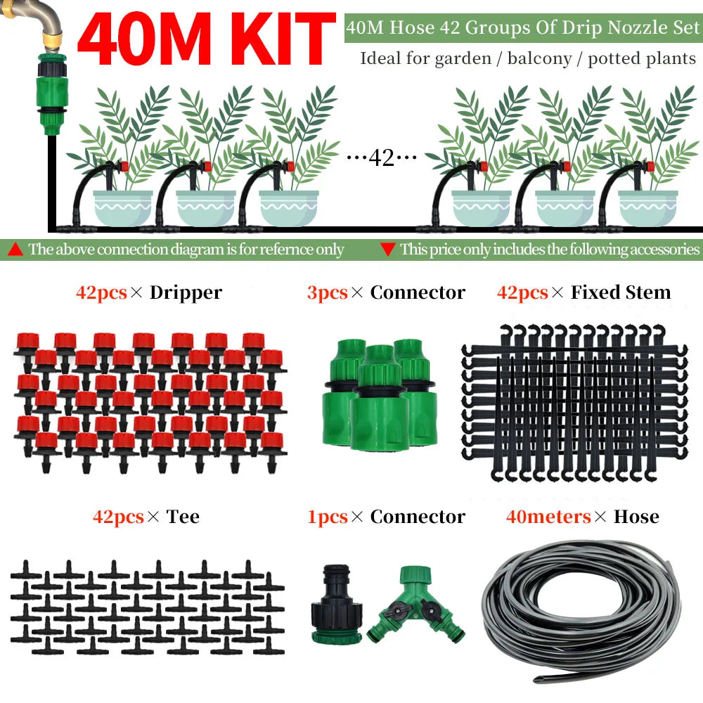 Greenhouse 5M-50M DIY Drip Irrigation System Automatic Watering Garden Hose Micro Drip Watering Kits with Adjustable Drippers