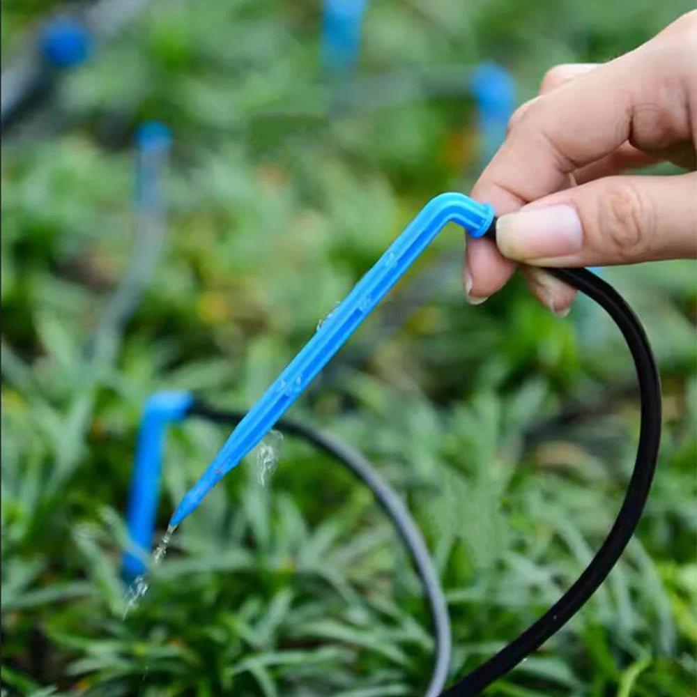50-1000pcs Greenhouse 3/5m Hose Drip Irrigation Drippers 1/8'' Bending Arrow Emitters Garden Potted Micro Watering System