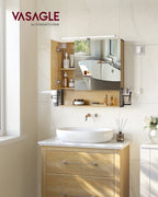 VASAGLE Mirror Cabinet Bathroom with Lighting Cable