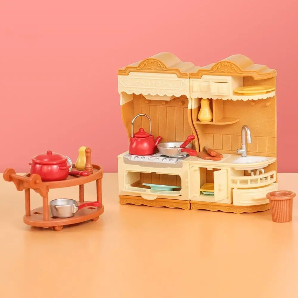 For Children Forest Family Bathroom Garden Pretend Play  Dollhouse Furniture Miniature Furniture Kitchen Cooking