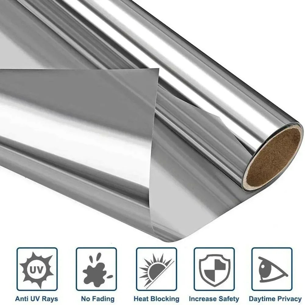 Heat Insulation Mirror Film Window Glass One Way Mirror Film Privacy Glass Sticker Reflective UV Solar Insulate 60cm X 200cm
