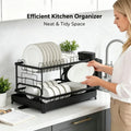 2-Tier Kitchen Dish Drying Rack, Tableware Drain Storage Holder for Bowl, Cup, Chopsticks, Knife and Fork