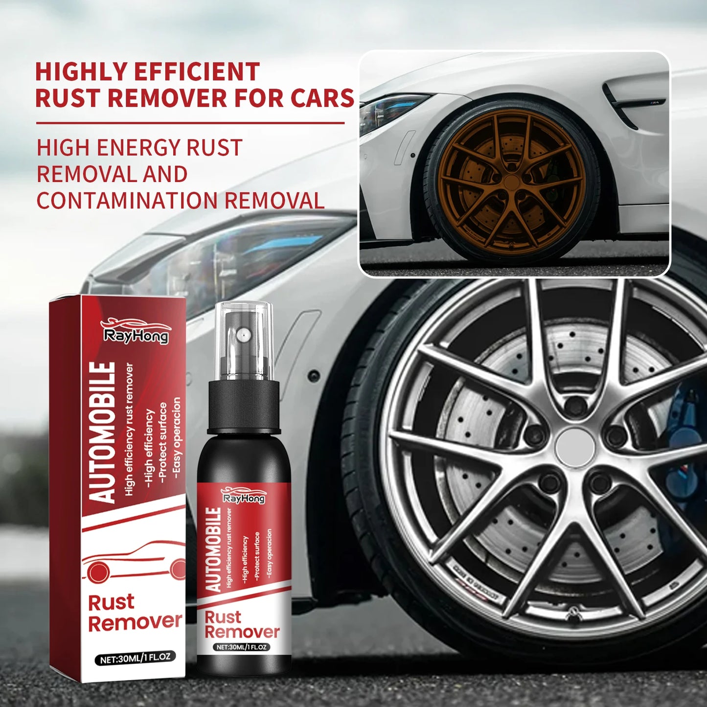 Auto Rust Remover Auto Tire Parts Rust Removal Clean Dirt Removal Corrosion Reconditioning Multi-Function Rust Remover