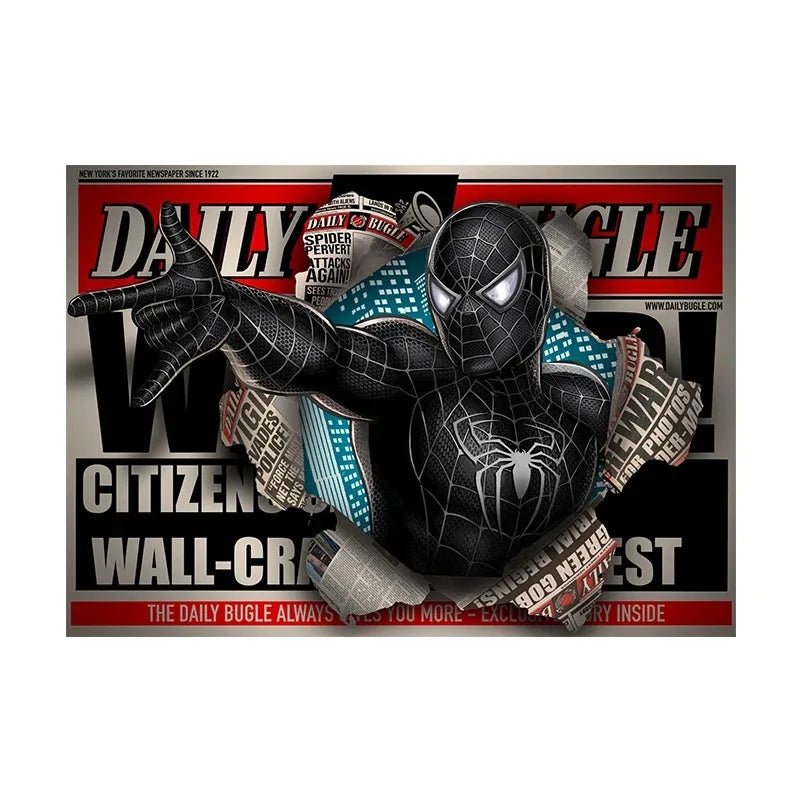 Marvel  Funny Spiderman Poster And Print HE'S  BACK Canvas Painting Comic Wall Art Living Room Home Decoration Gift
