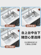 Kitchen Sink Double Change Large Single Sink 304 Stainless Steel Sink Basin Vegetable Basin Under Counter Basin Dishwashing