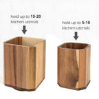 Kitchen Utensil Organizer Wooden Utensil Holder Wood Utensil Holder Rotating Countertop Organizer with Non-slip for Spatulas