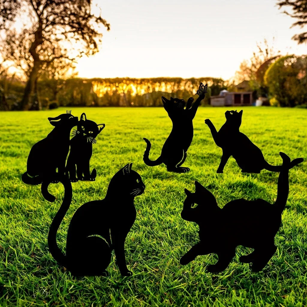 HelloYoung Add a Touch of Whimsy to Your Garden with this Adorable Metal Cat Fence Decoration for Garden Party Decor