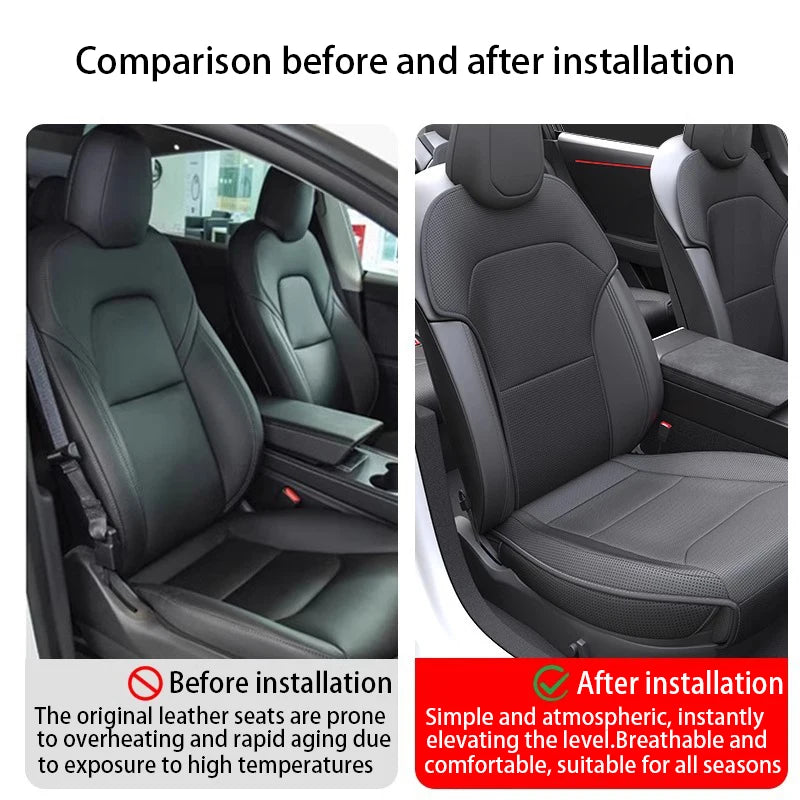 Car Seat Mats For Tesla Model Y Juniper 2025 Breathable All Season Back Seat Pad Protector Covers Nappaleather Cushion Accessori