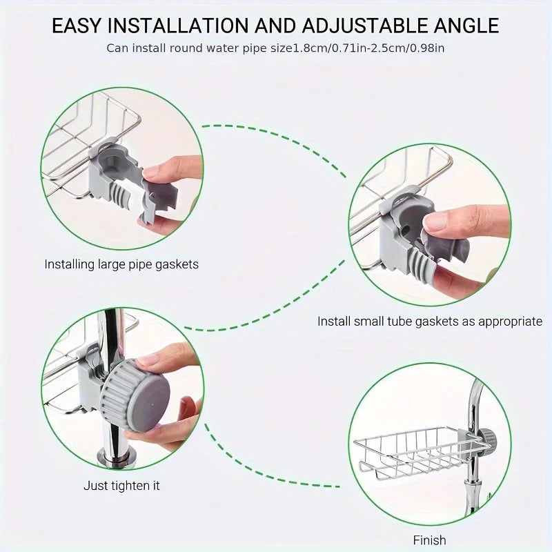 Kitchen Sink Drain Rack Adjustable Height Flexible Faucet Holder Sponge Storage Soap Drainer Organizer Bathroom KitchenAccessory
