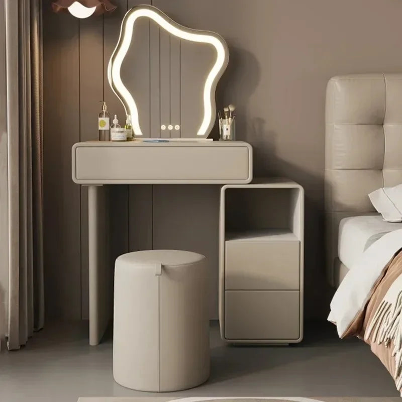 Postmodern Gray Vanity Table Storage Aesthetic Cabinet Drawers Dresser Organizer Salon Beauty Salon Penteadeira Hotel Furniture