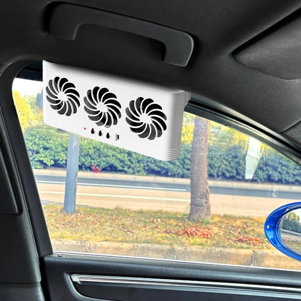Solar Powered Car Exhaust Fan Eliminate Peculiar Smell Car Radiator Cooling Fan USB Powered Car Window Air Vent Fan for Vehicles