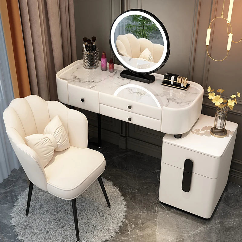 White Bedroom Vanity Table Makeup Mirror Chair Modern Organizer Dressing Table Cosmetics Cheap Penteadeira Trendy Furniture