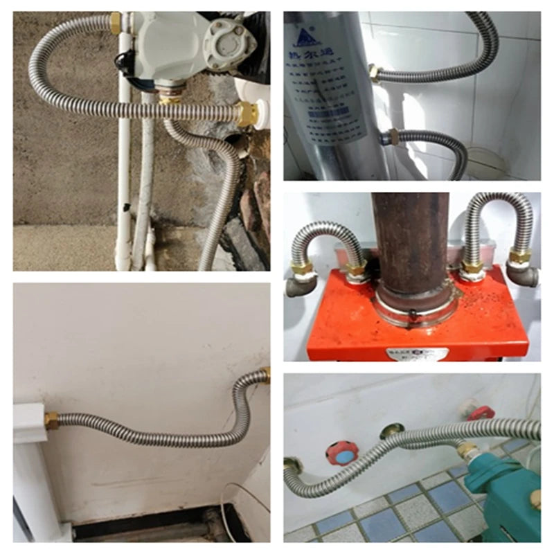 1~5 PCS 1/2" 3/4" 1" Copper Male Thread 304 Stainless Steel Bellows Hot Cold Water Pipe Joint Metal Hose Fittings High Pressure