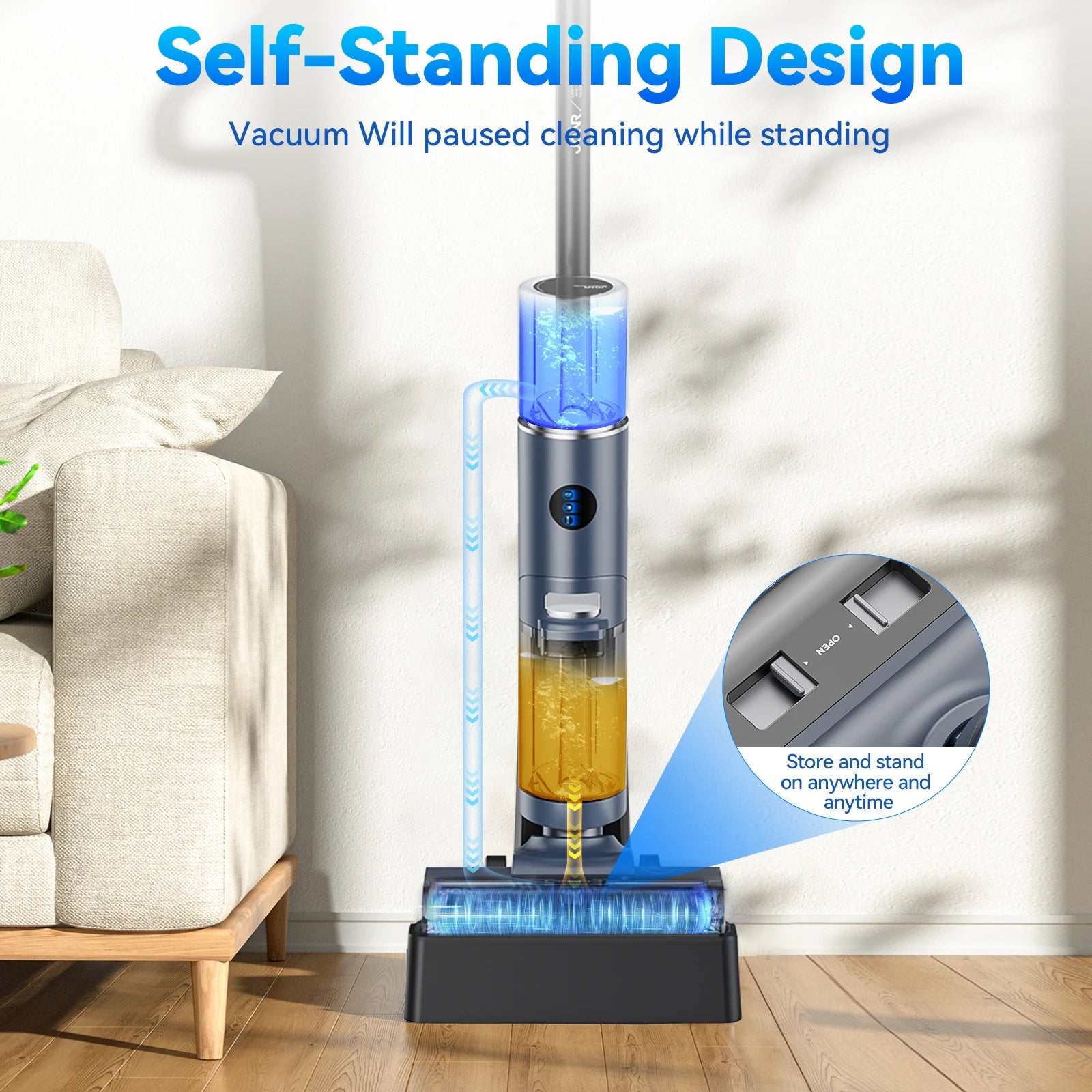 JONR ED12 Pro Cordless Vacuum Cleaner Wet & Dry Vertical Vacuum Cleaner with Hot Air Dry Self-Cleaning For Smart Home Appliances