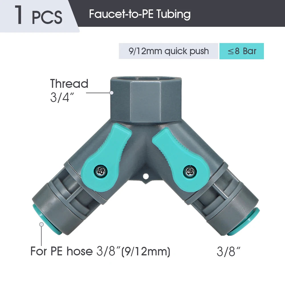 9/12MM PE Tubing Fittings 3/8'' PE Watering Hose Quick Connector for Garden Tubing Joints Tee Straight Elbow Valve Plug Stakes