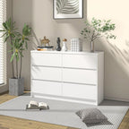 6 Drawer Dresser for Bedroom Modern, Chest of Drawers Wide Wooden Storage Organizer, Deep Double Wood Closet Cabinet, White TV S