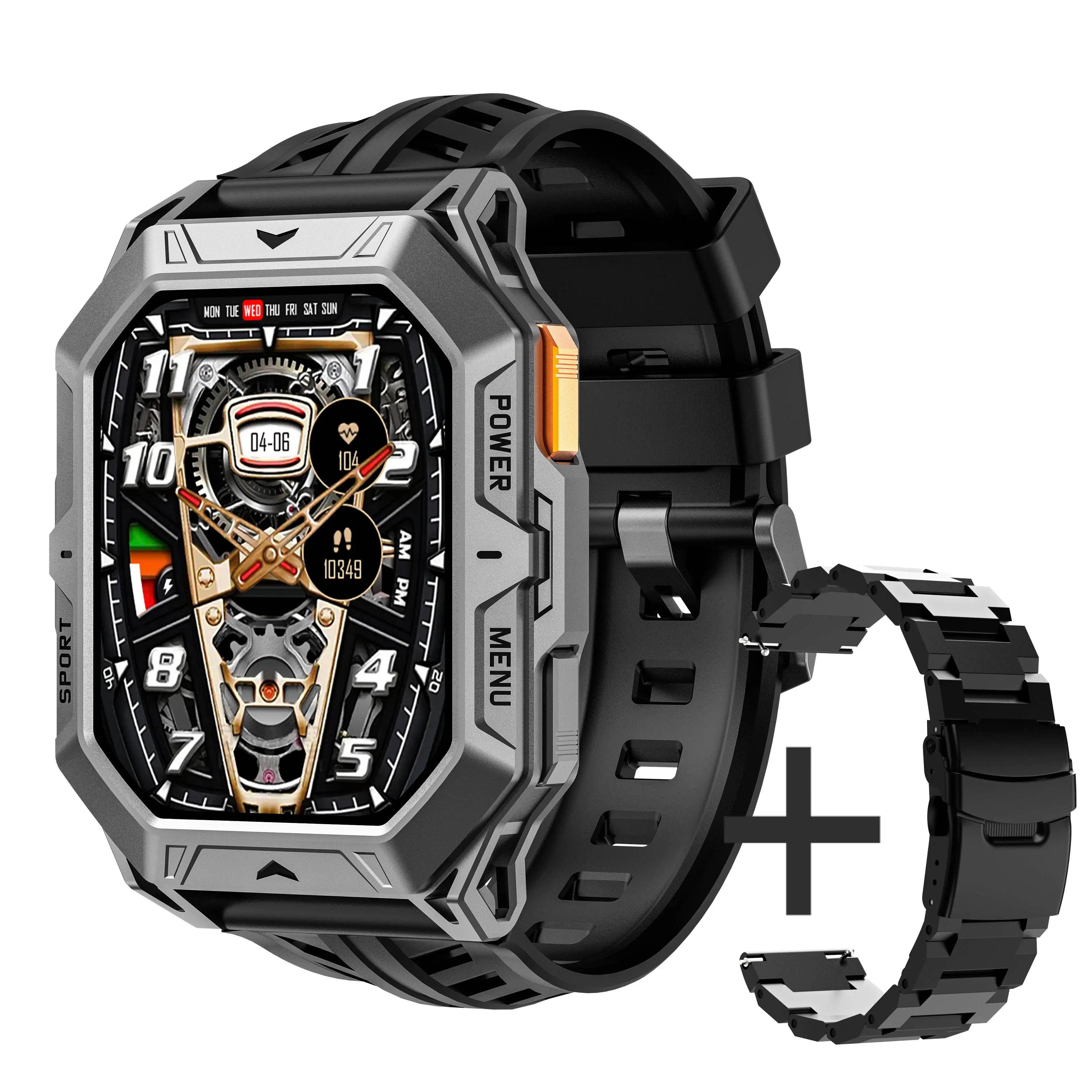Men's Rugged Smart Watch 2.13" AMOLED HD Touch Screen Heart Rate Monitor 10M Waterproof 1000mAh Compass Outdoor Sports Watch