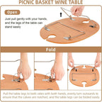 Picnic Basket for 2 with Wine Table & Cooler – Wicker Outdoor Set
