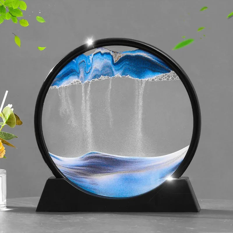 Dynamic flowing sand desktop decoration glass dome, Zen inspired multi-color sand scenery, suitable for home office meditation